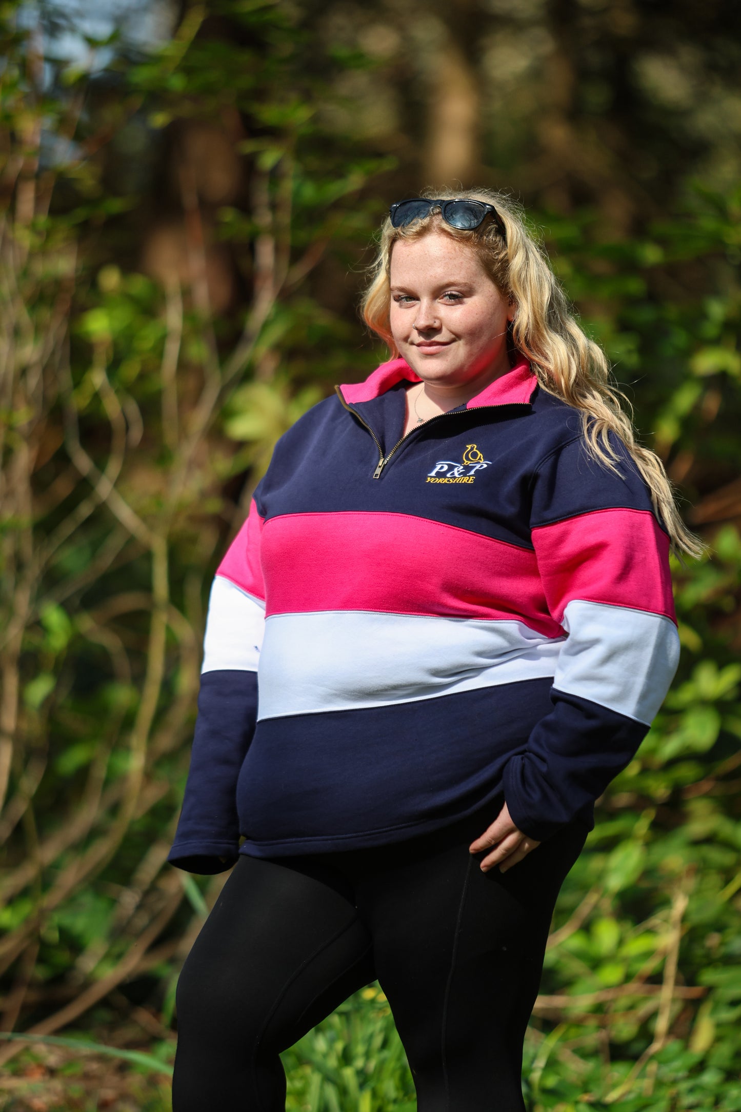 Kissed pink stripped 1/4 zip