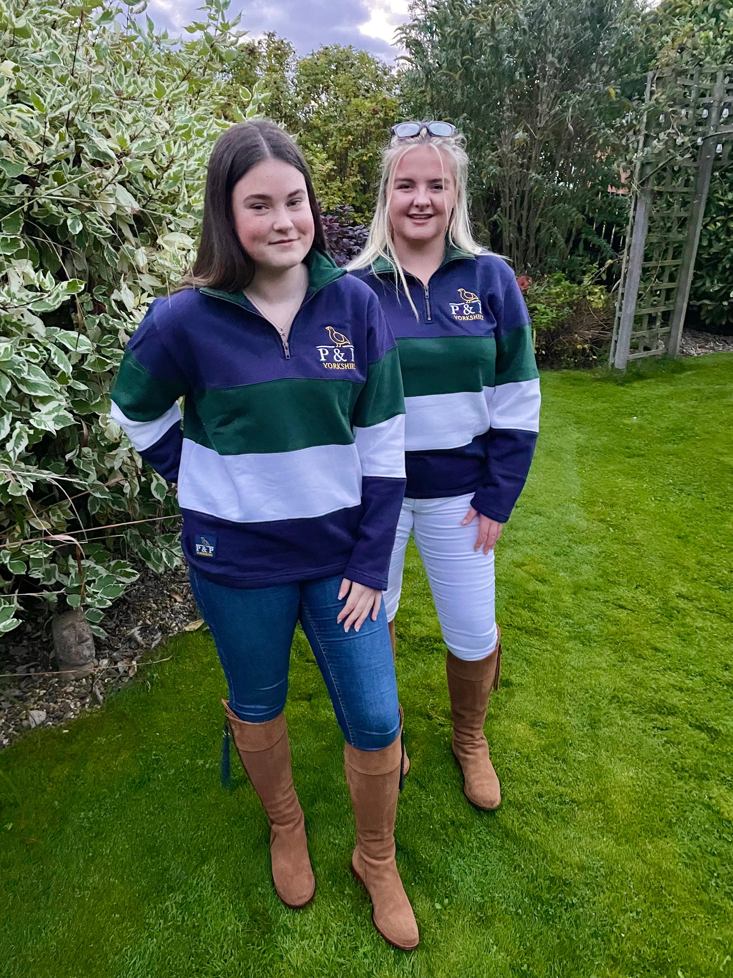 Rustic green striped 1/4 zip