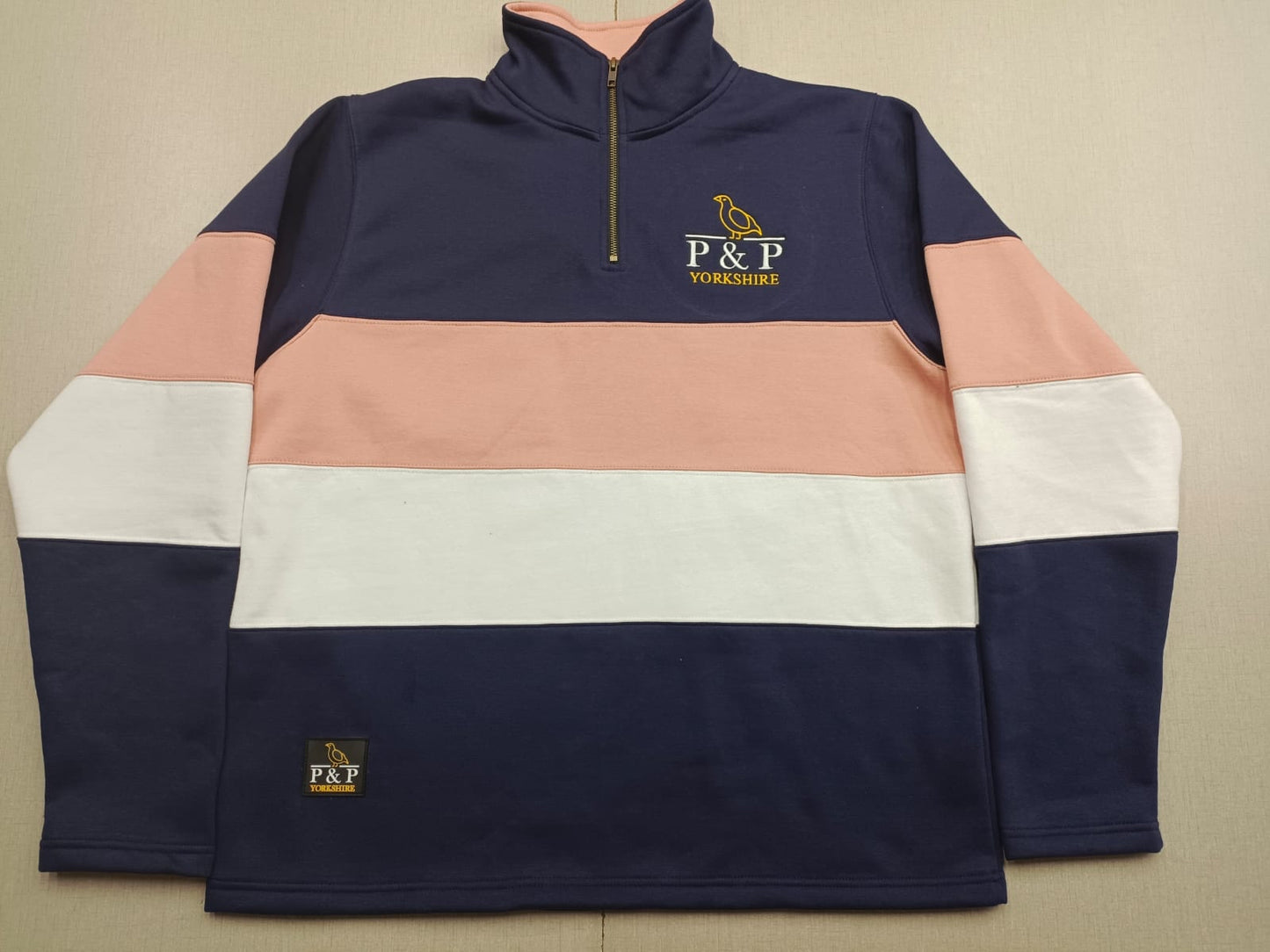 Dusty Pink stripped 1/4 zip