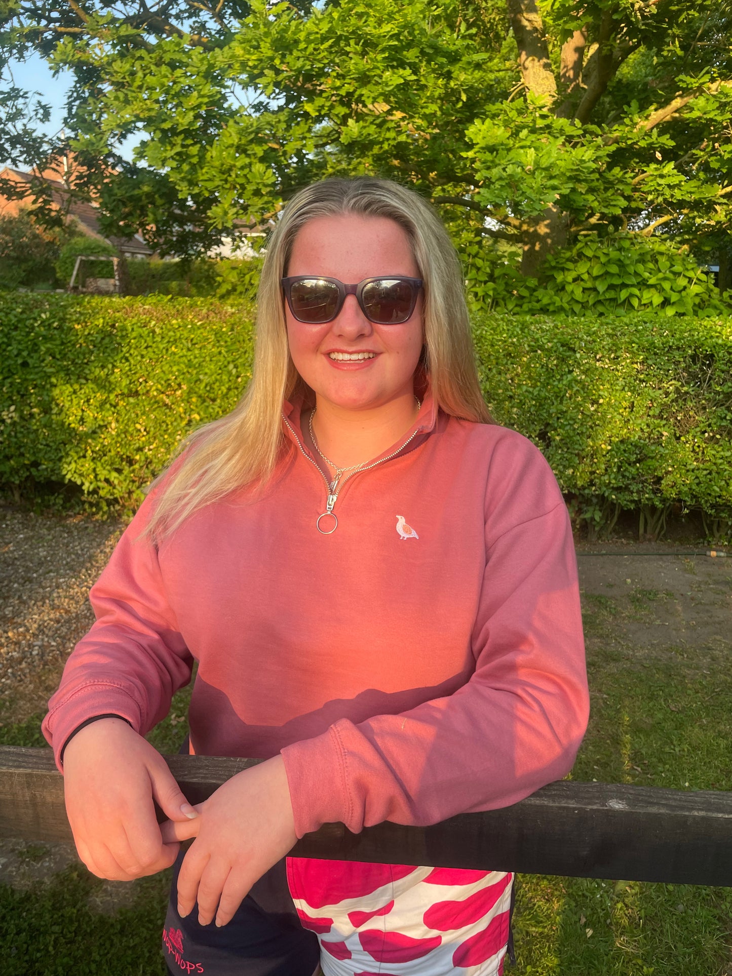 Cropped 1/4 zip- Misty Pink