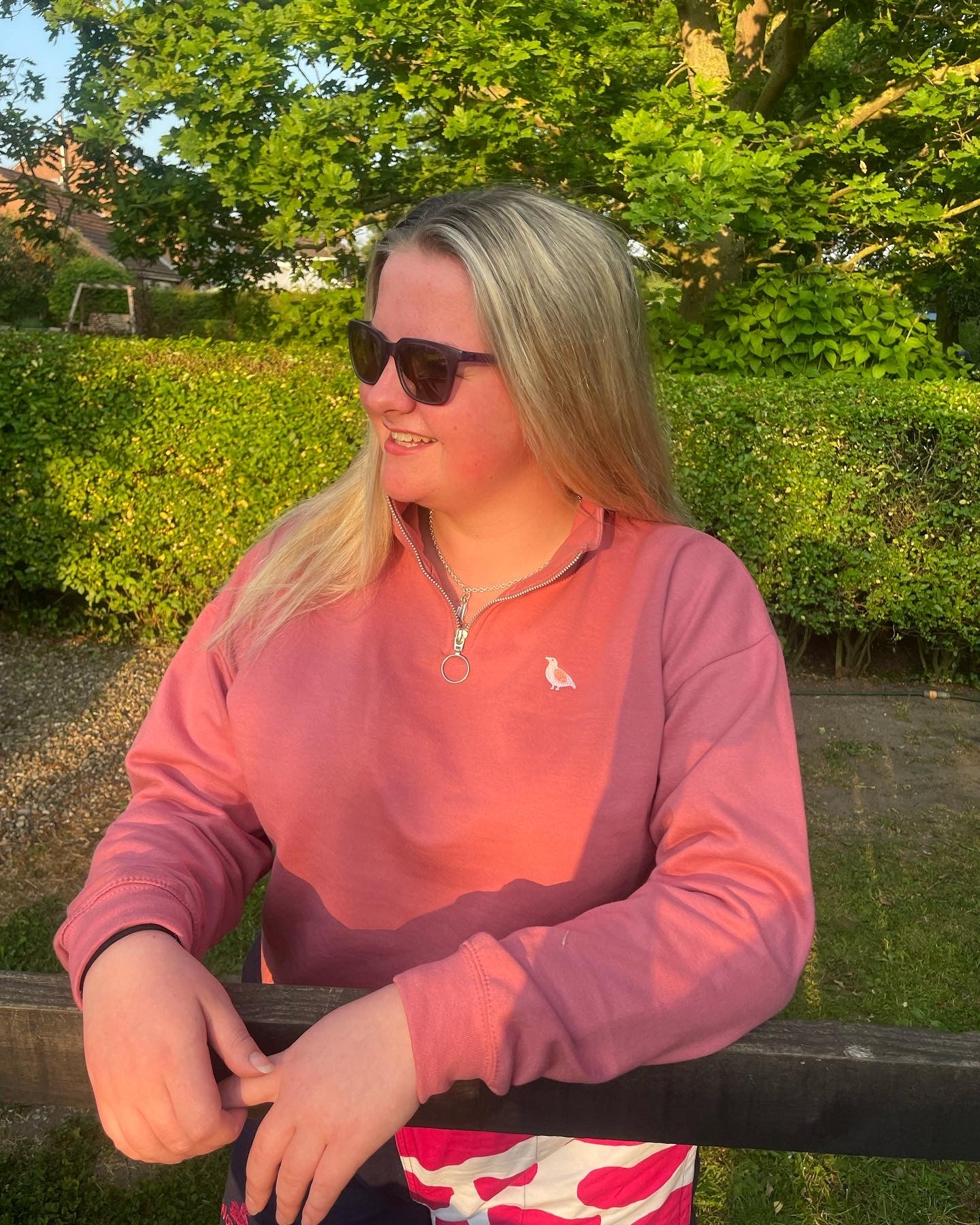 Cropped 1/4 zip- Misty Pink