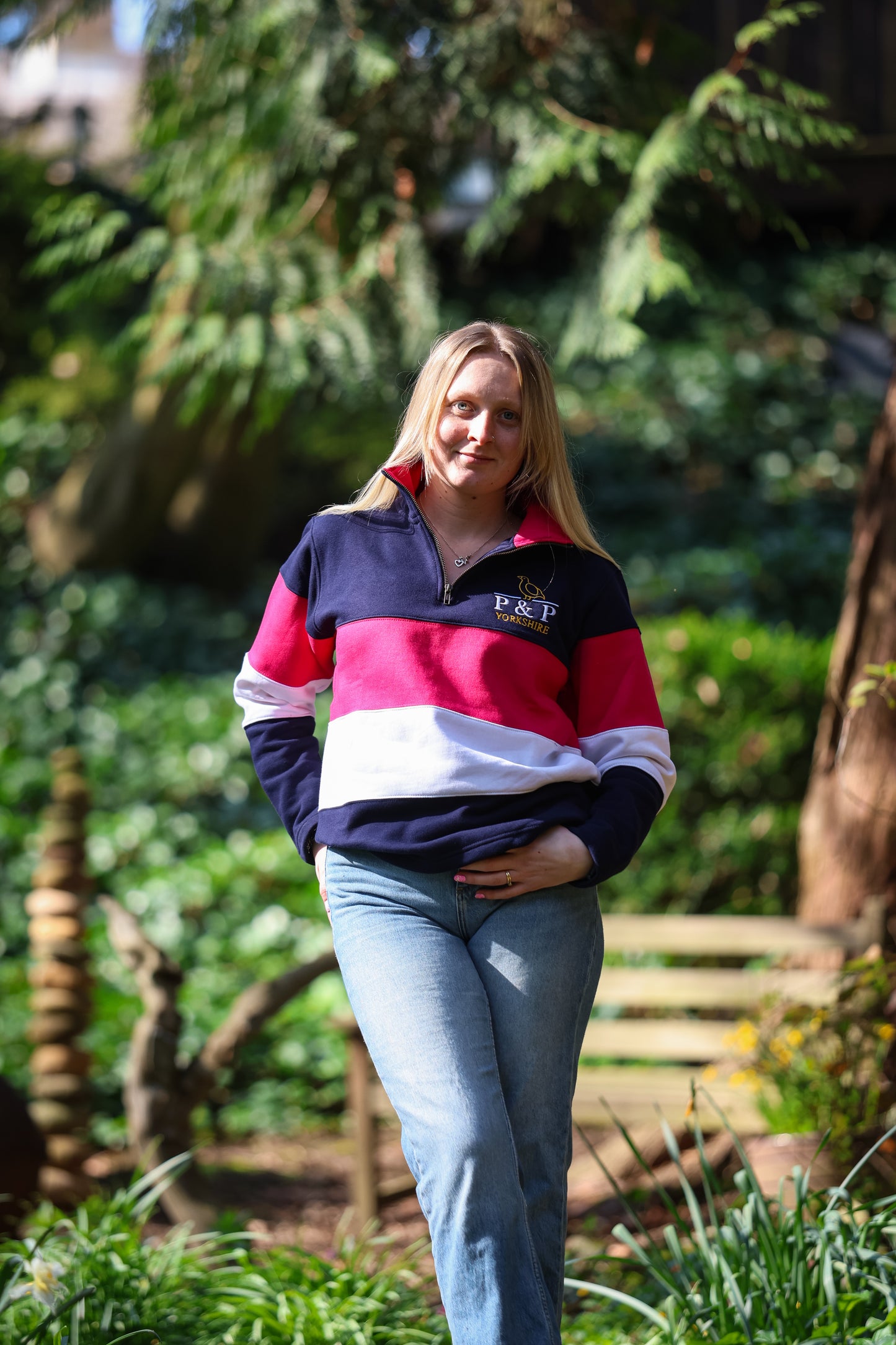 Kissed pink stripped 1/4 zip